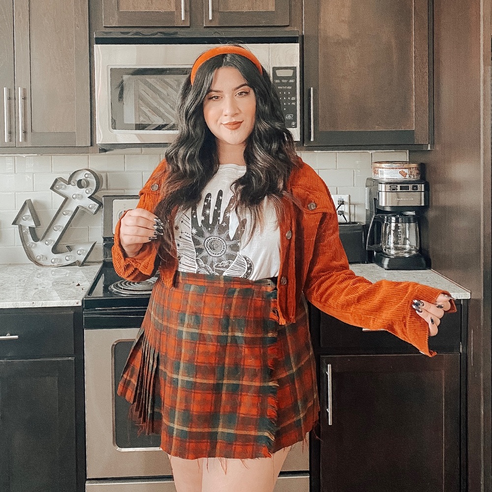 Vintage Plaid Pleated Mini Skirt